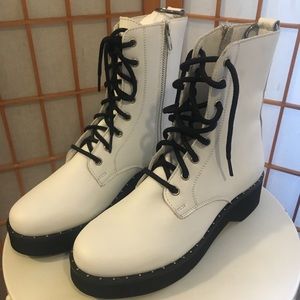 Steve Madden white combat boots